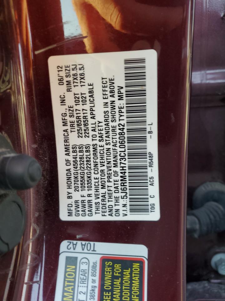 2012 Honda Cr-V Exl VIN: 5J6RM4H73CL060842 Lot: 64016724