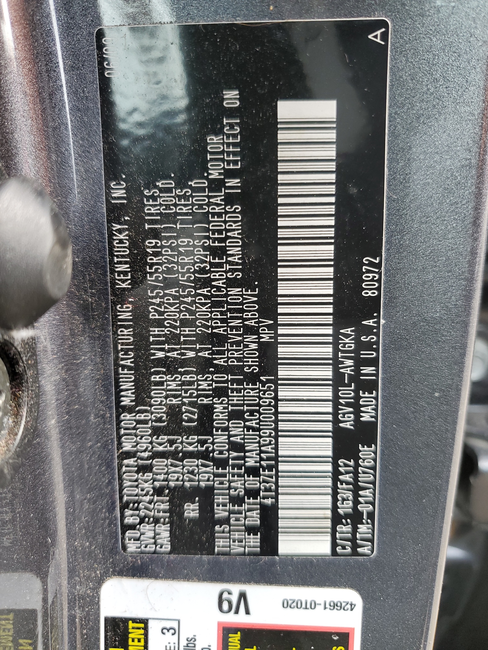 4T3ZE11A99U009651 2009 Toyota Venza