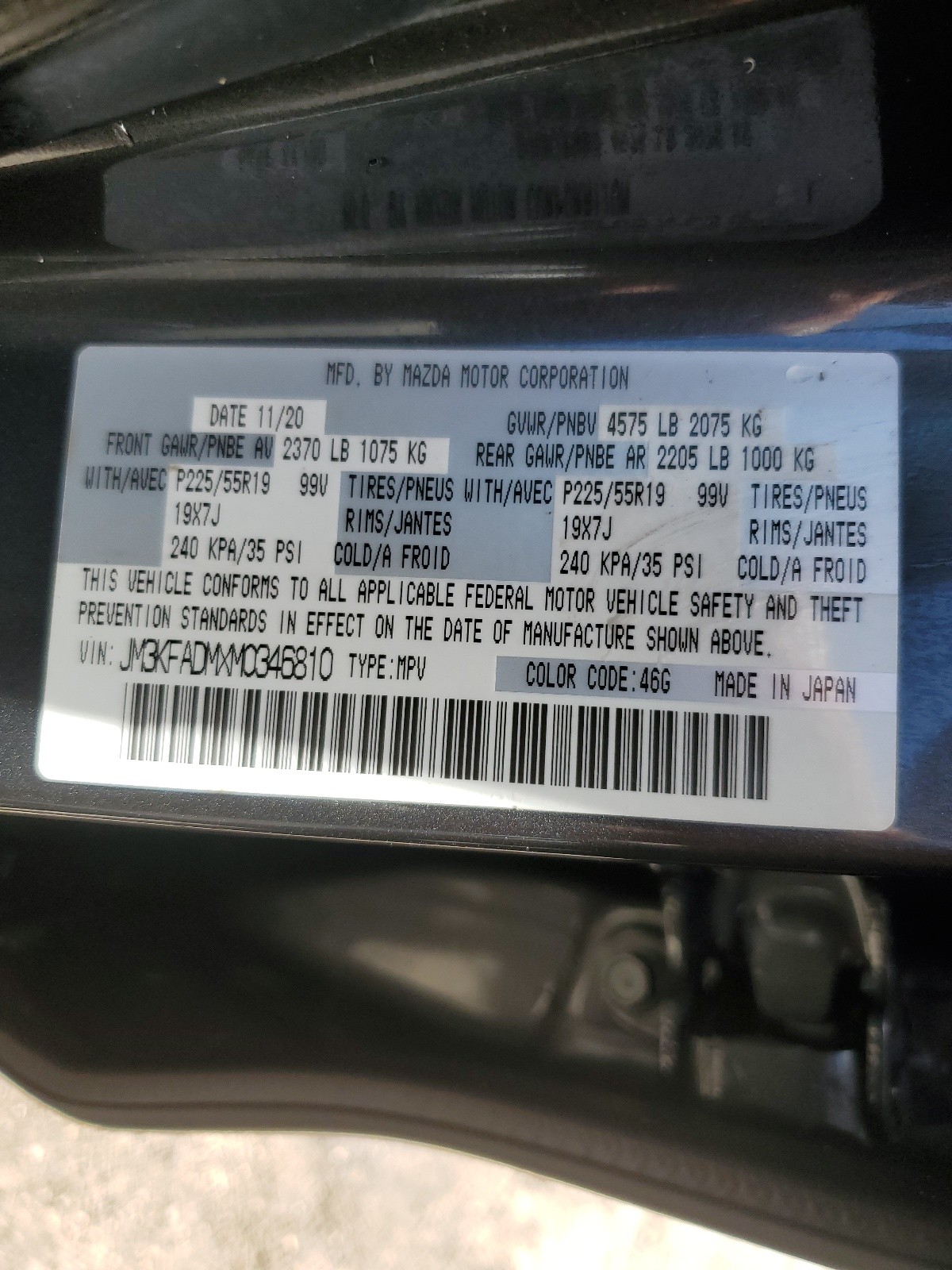 JM3KFADMXM0346810 2021 Mazda Cx-5 Grand Touring