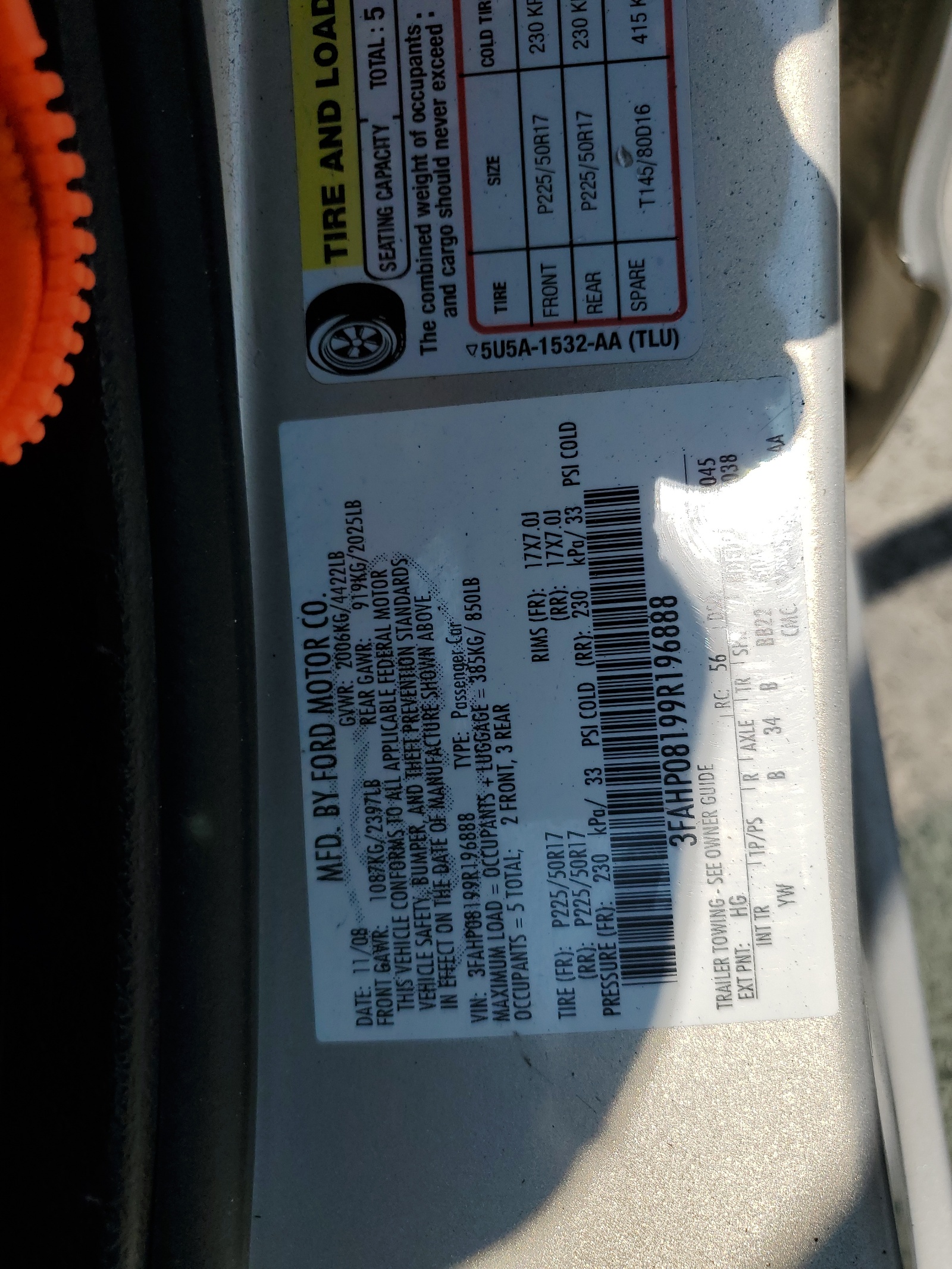 3FAHP08199R196888 2009 Ford Fusion Sel