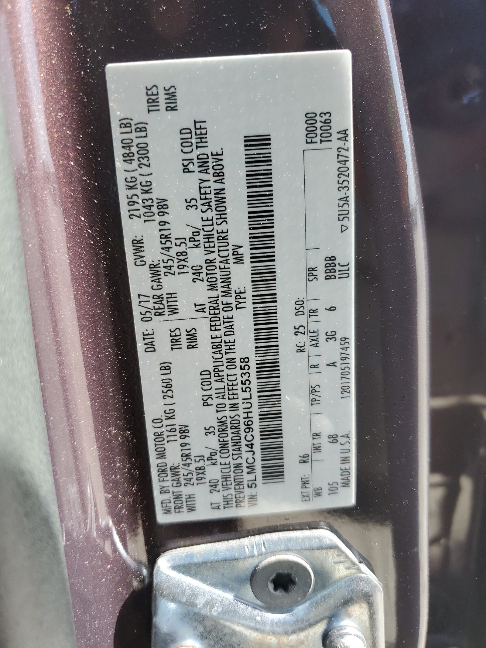 5LMCJ4C96HUL55358 2017 Lincoln Mkc Black Label