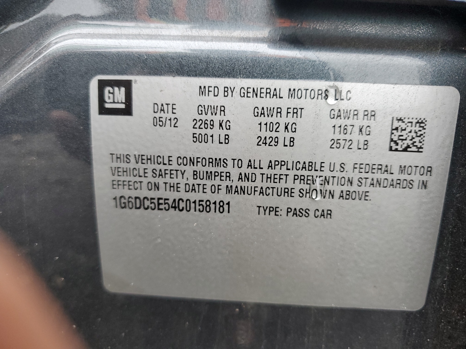 1G6DC5E54C0158181 2012 Cadillac Cts