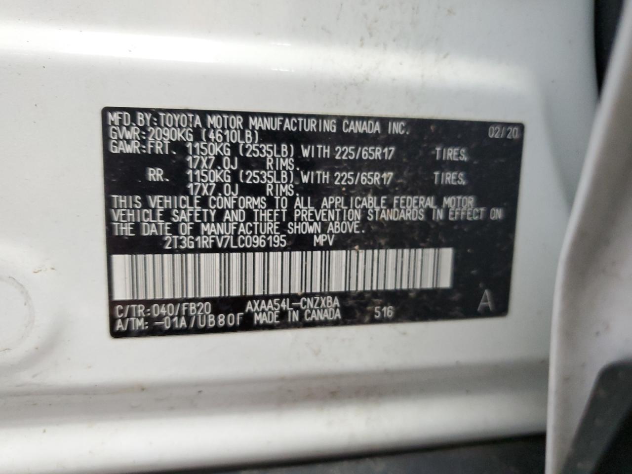 2T3G1RFV7LC096195 2020 TOYOTA RAV 4 - Image 13