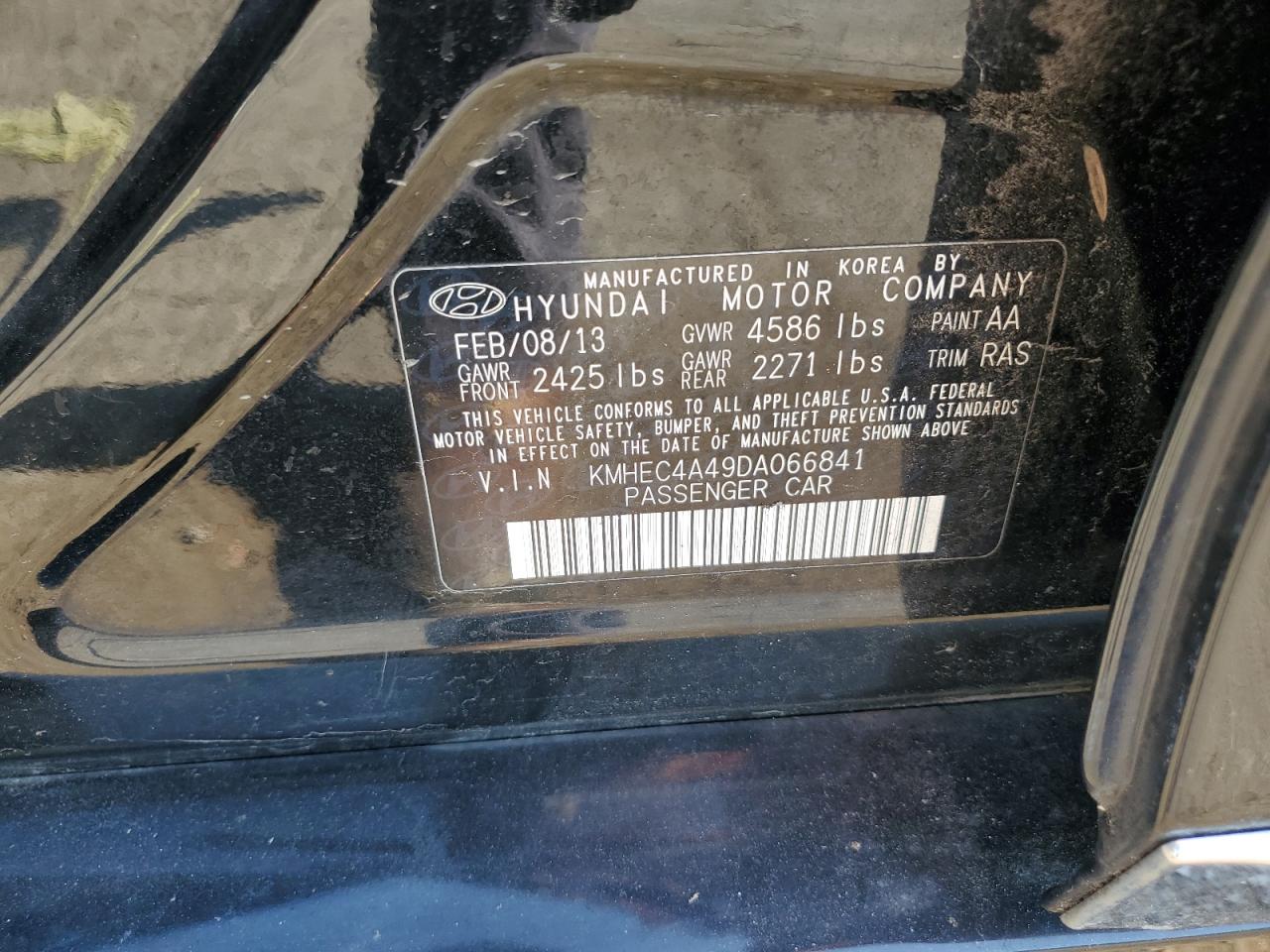 2013 Hyundai Sonata Hybrid VIN: KMHEC4A49DA066841 Lot: 62151614