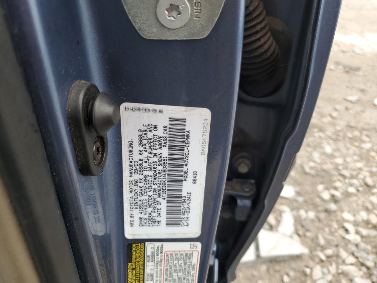 2004 Toyota Camry Le VIN: 4T1BE32K14U803551 Lot: 59664195