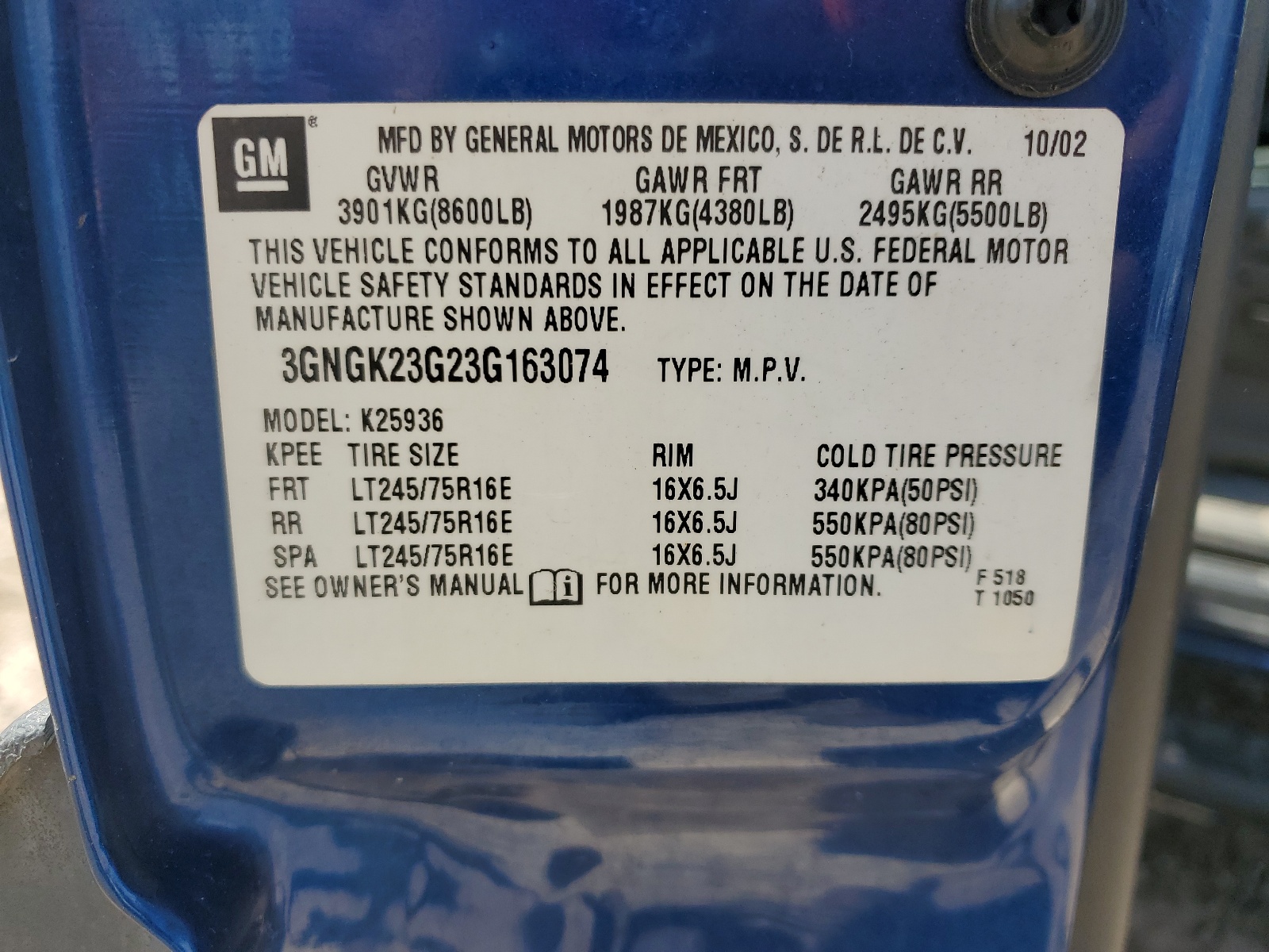 3GNGK23G23G163074 2003 Chevrolet Avalanche K2500