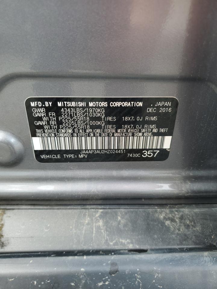 2017 Mitsubishi Outlander Sport Es VIN: JA4AP3AU2HZ024451 Lot: 62345254