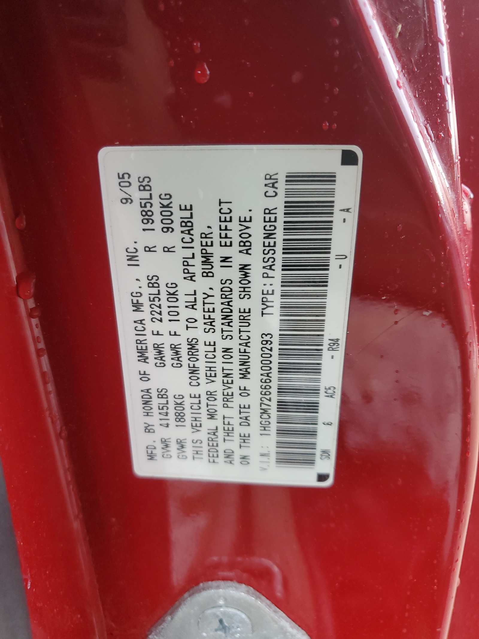 1HGCM72666A000293 2006 Honda Accord Ex