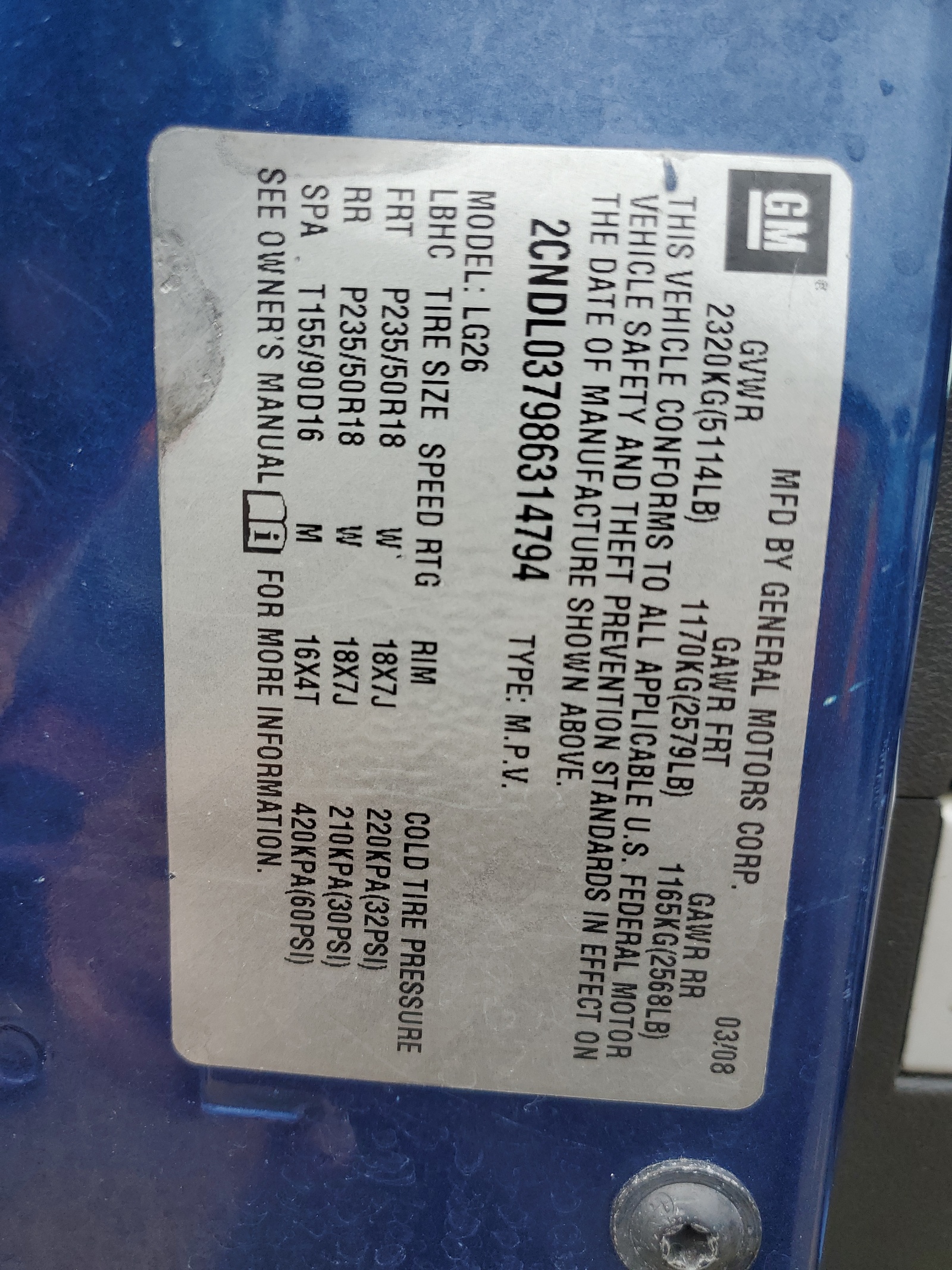 2CNDL037986314794 2008 Chevrolet Equinox Sport