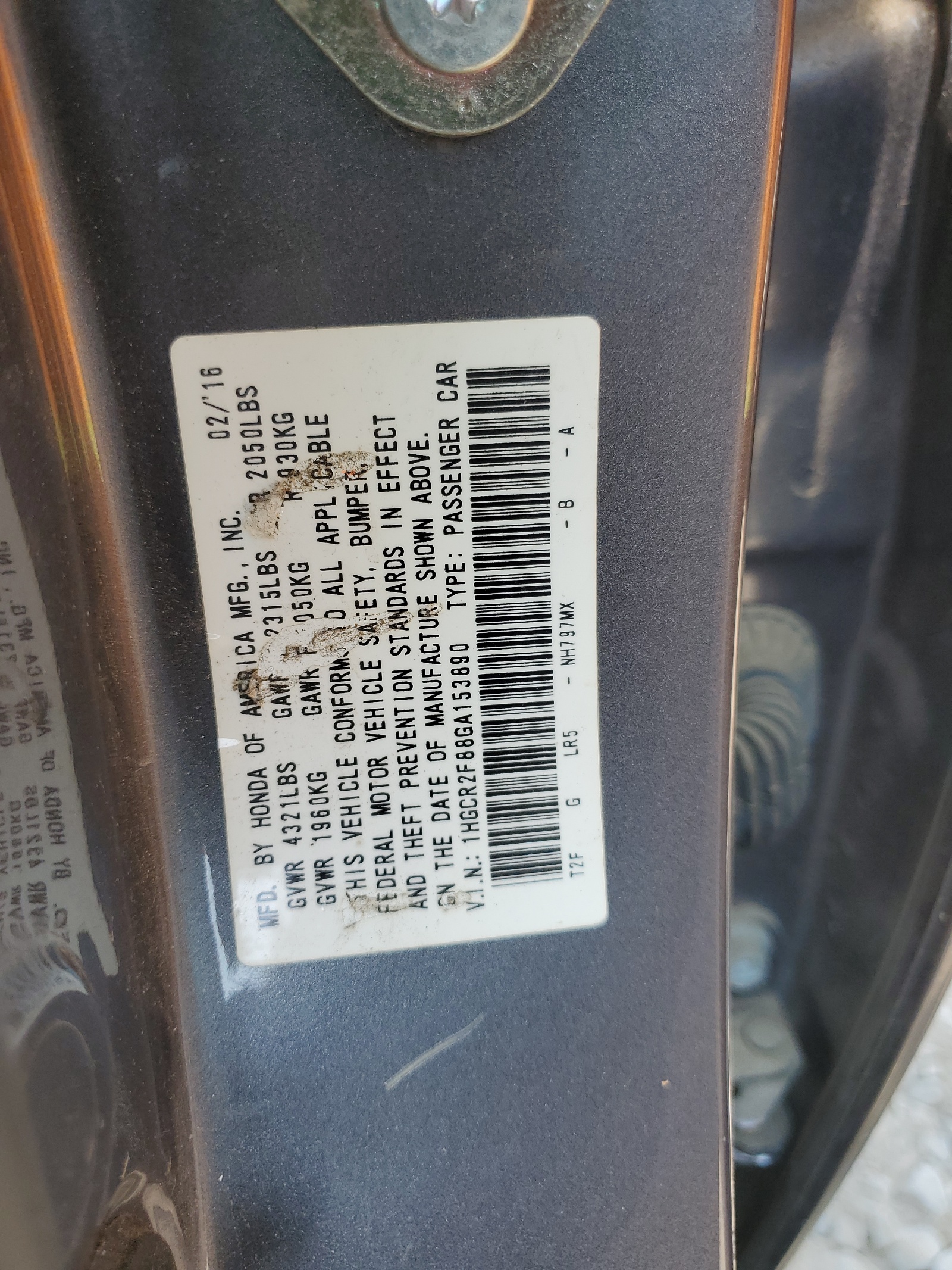 2016 Honda Accord Exl vin: 1HGCR2F88GA153890