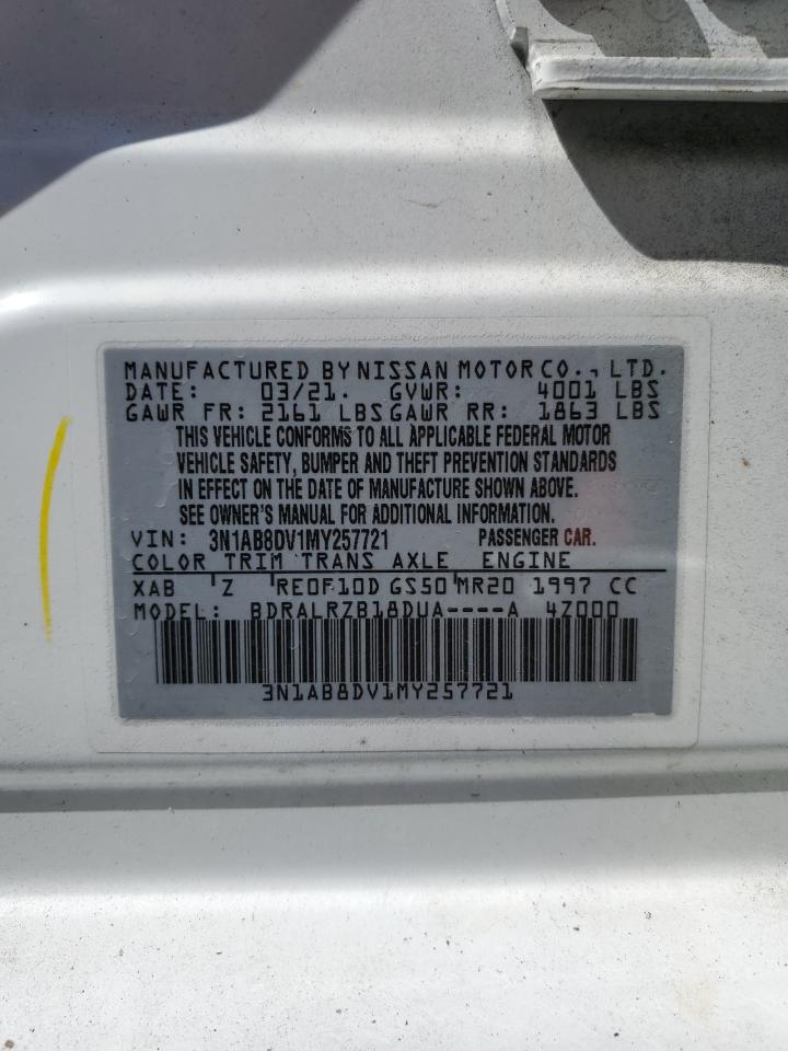 2021 Nissan Sentra Sr VIN: 3N1AB8DV1MY257721 Lot: 63852494