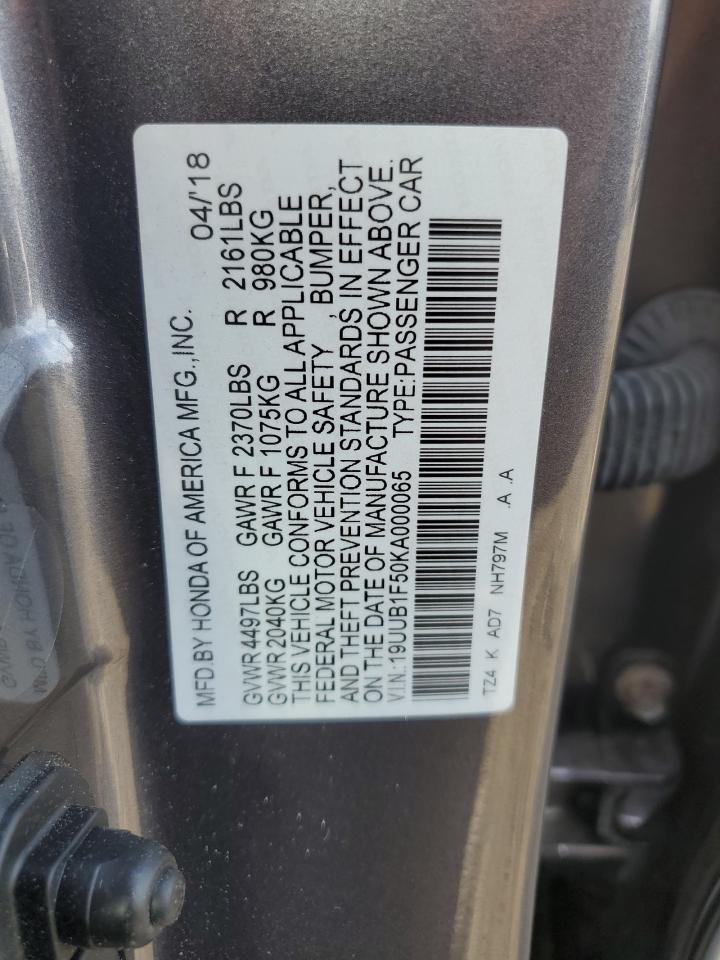 19UUB1F50KA000065 2019 Acura Tlx Technology