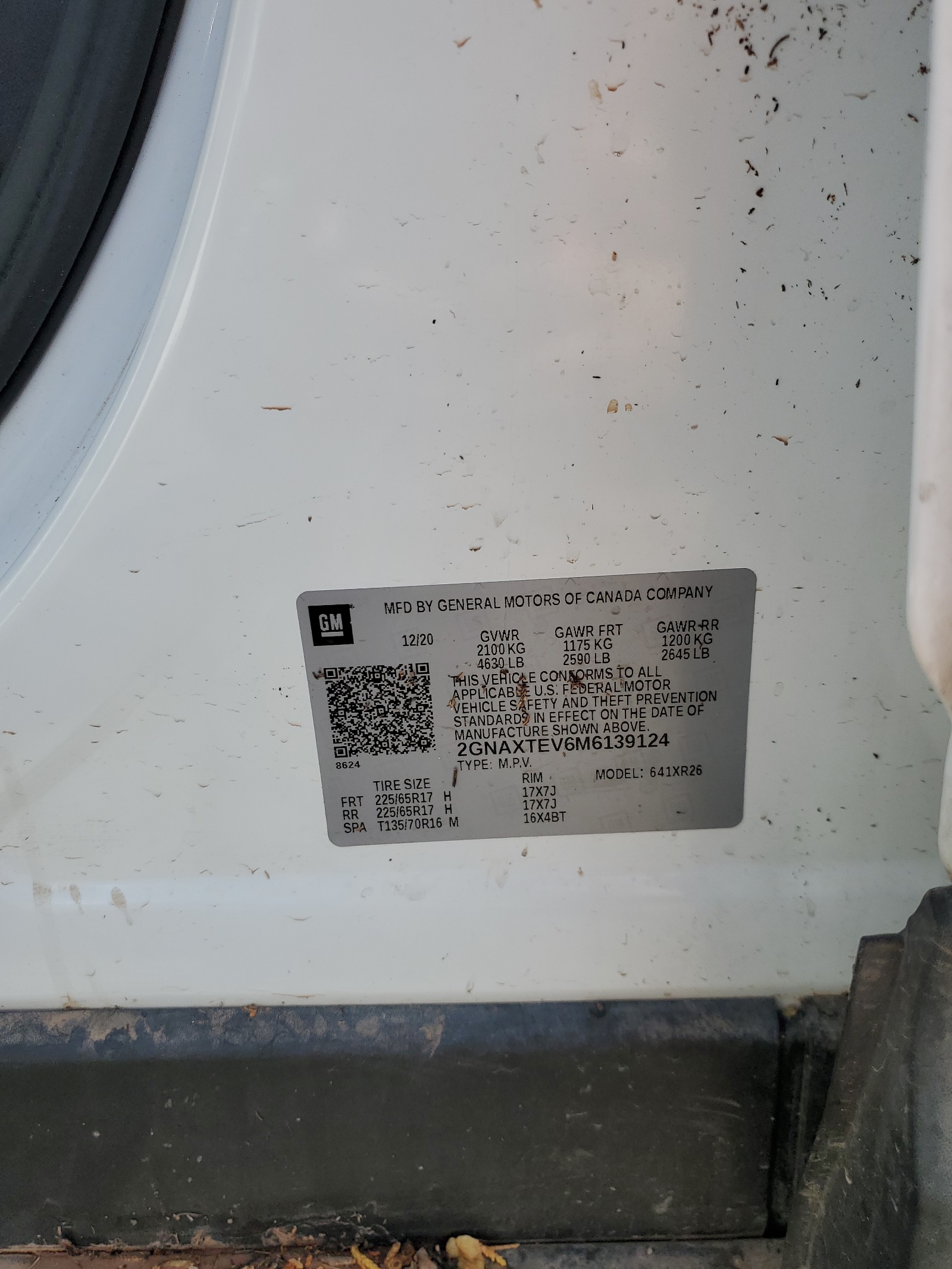 2GNAXTEV6M6139124 2021 Chevrolet Equinox Lt