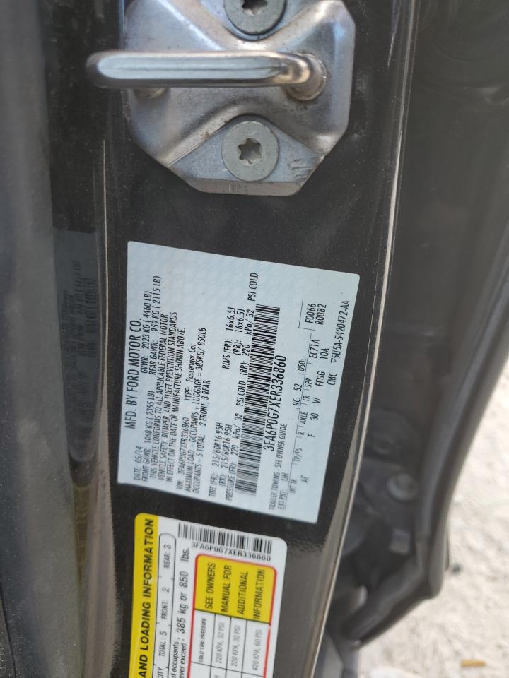 2014 Ford Fusion S VIN: 3FA6P0G7XER336860 Lot: 62547044