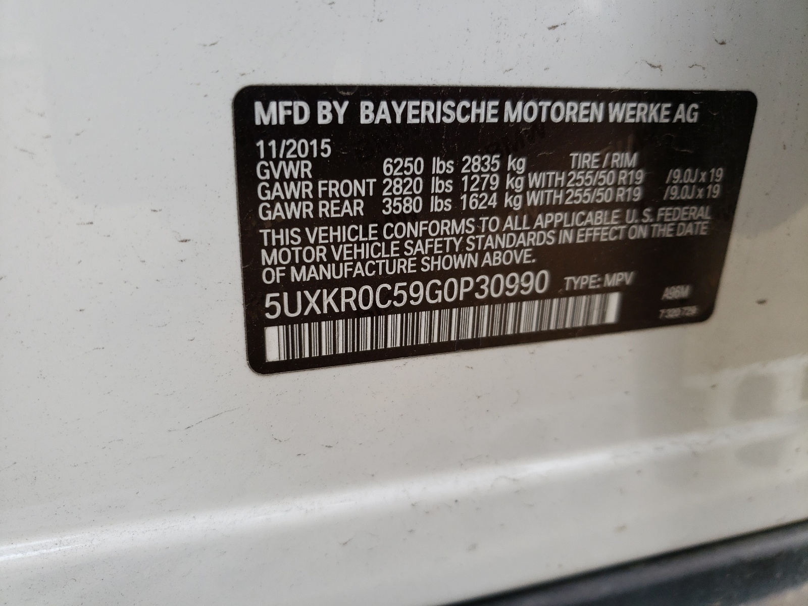 5UXKR0C59G0P30990 2016 BMW X5 xDrive35I