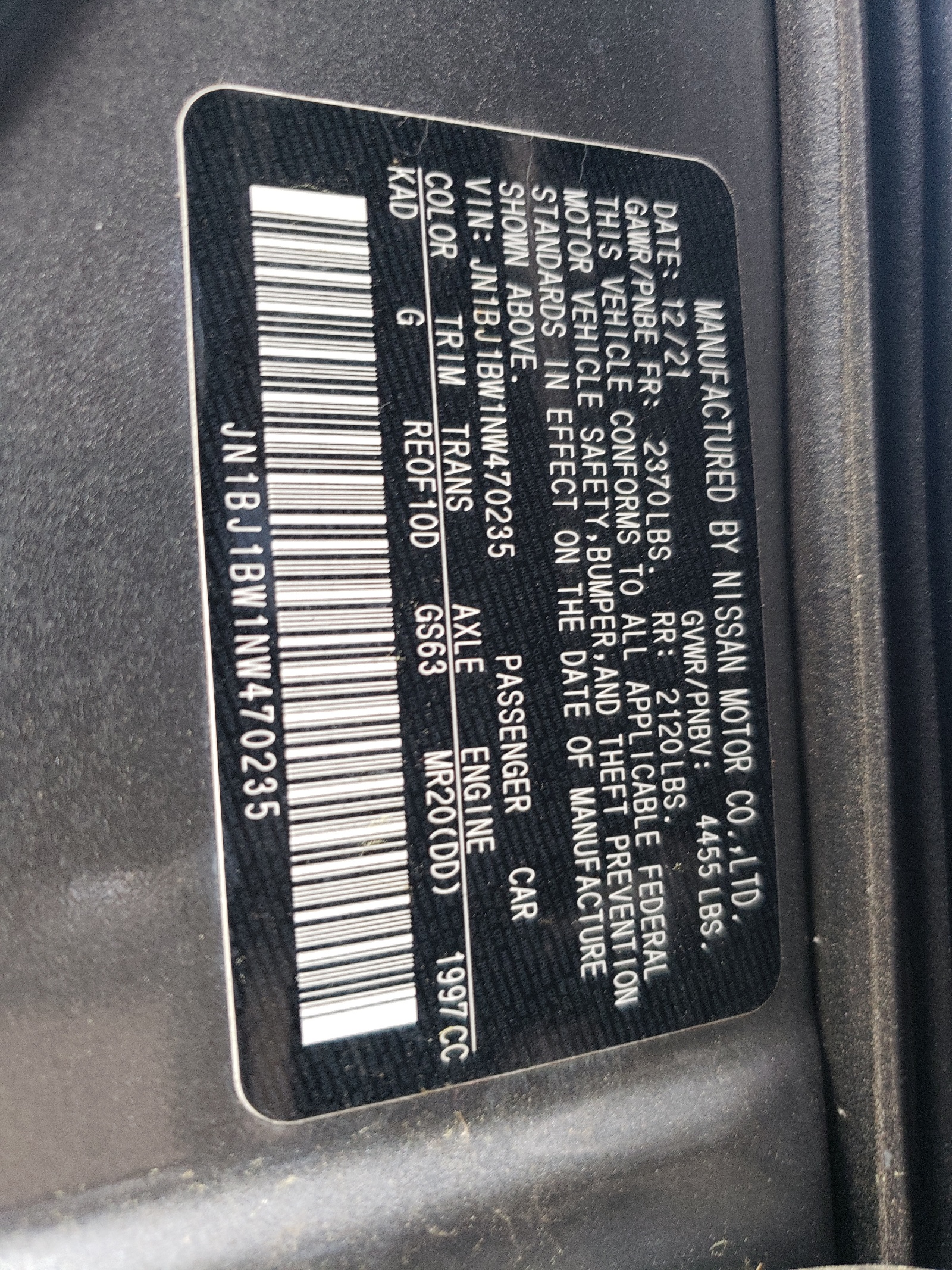 JN1BJ1BW1NW470235 2022 Nissan Rogue Sport Sv