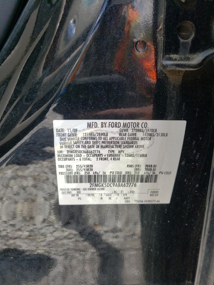 2010 Ford Flex Limited VIN: 2FMGK5DC9ABA62776 Lot: 63053904