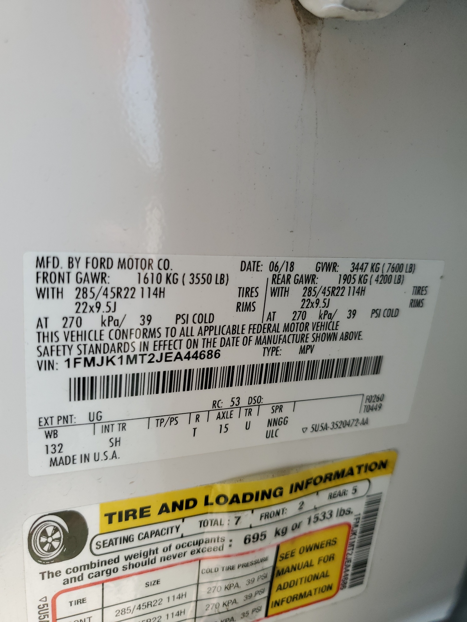 1FMJK1MT2JEA44686 2018 Ford Expedition Max Platinum