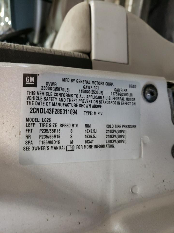 2CNDL43F286011094 2008 Chevrolet Equinox Lt