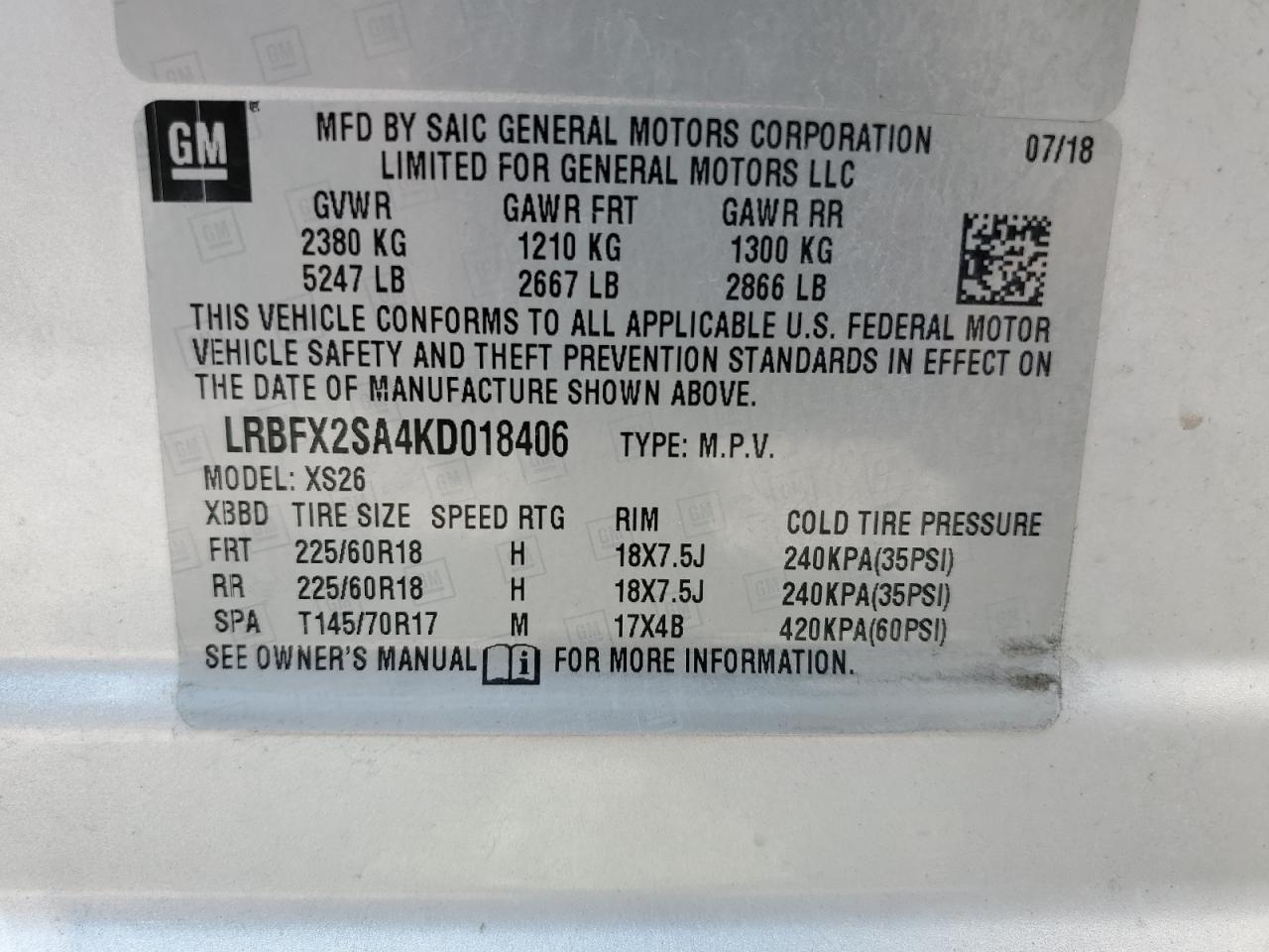 LRBFX2SA4KD018406 2019 Buick Envision Essence