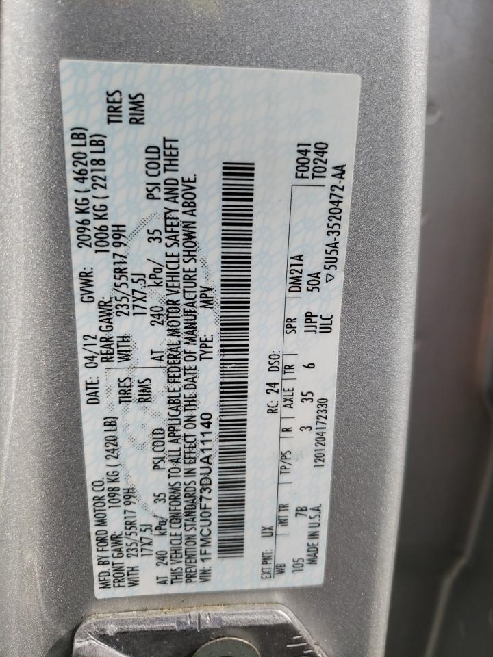 2013 Ford Escape S VIN: 1FMCU0F73DUA11140 Lot: 64876224