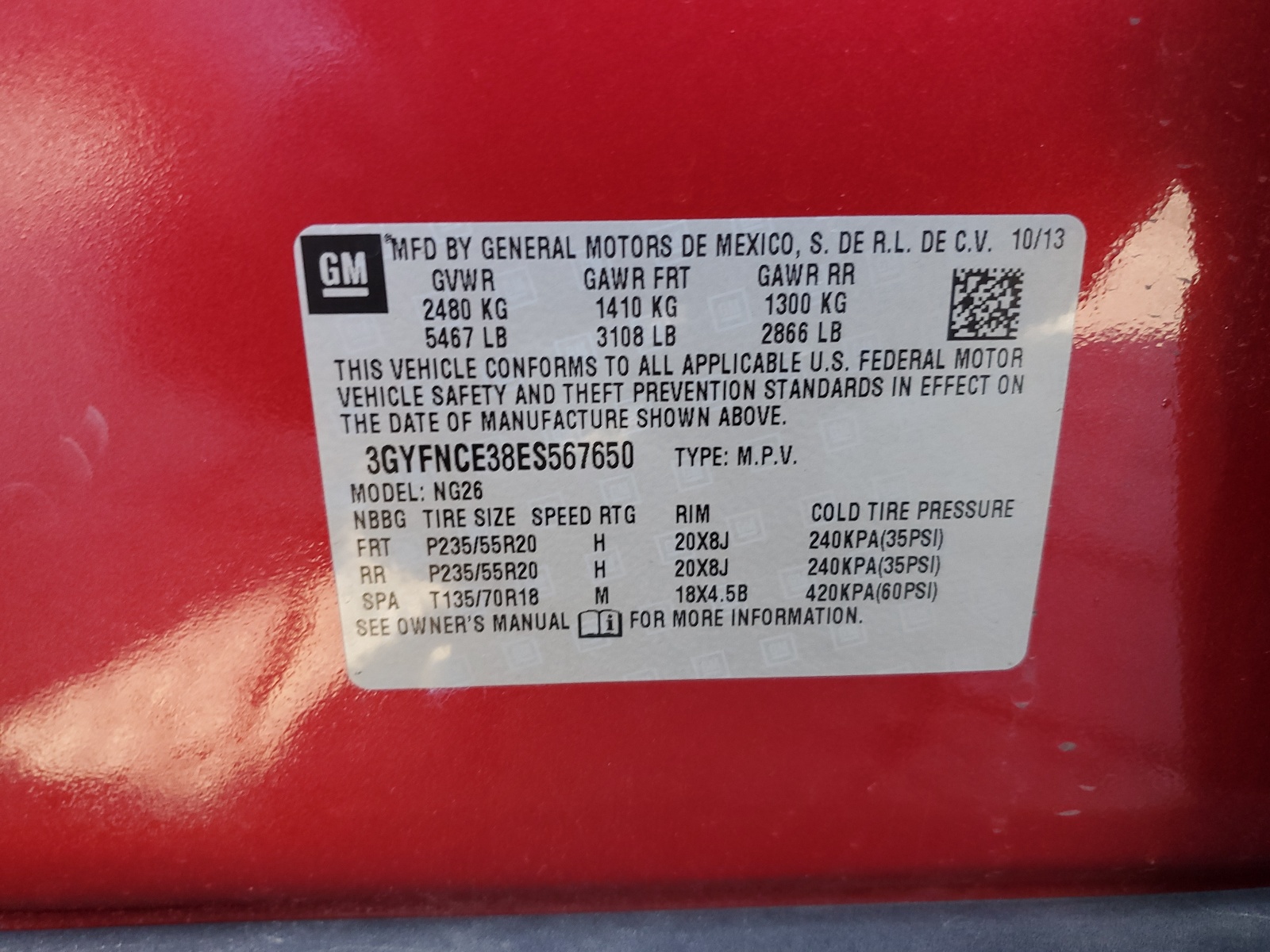 3GYFNCE38ES567650 2014 Cadillac Srx Performance Collection