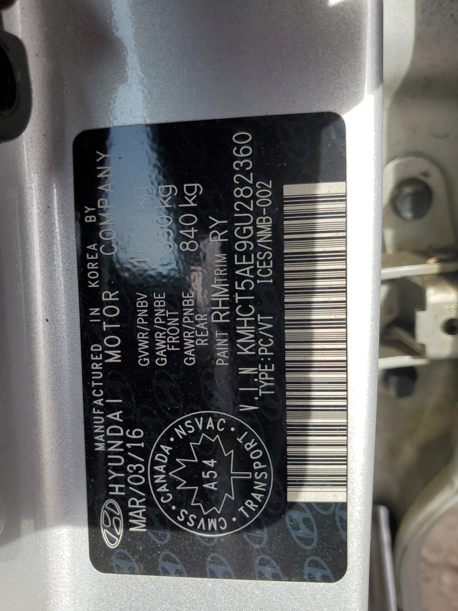 KMHCT5AE9GU282360 2016 Hyundai Accent Se