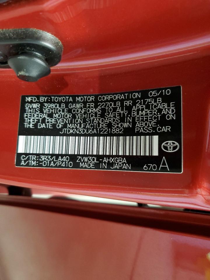 TOYOTA PRIUS 2010 VIN JTDKN3DU6A1221882 фото 12