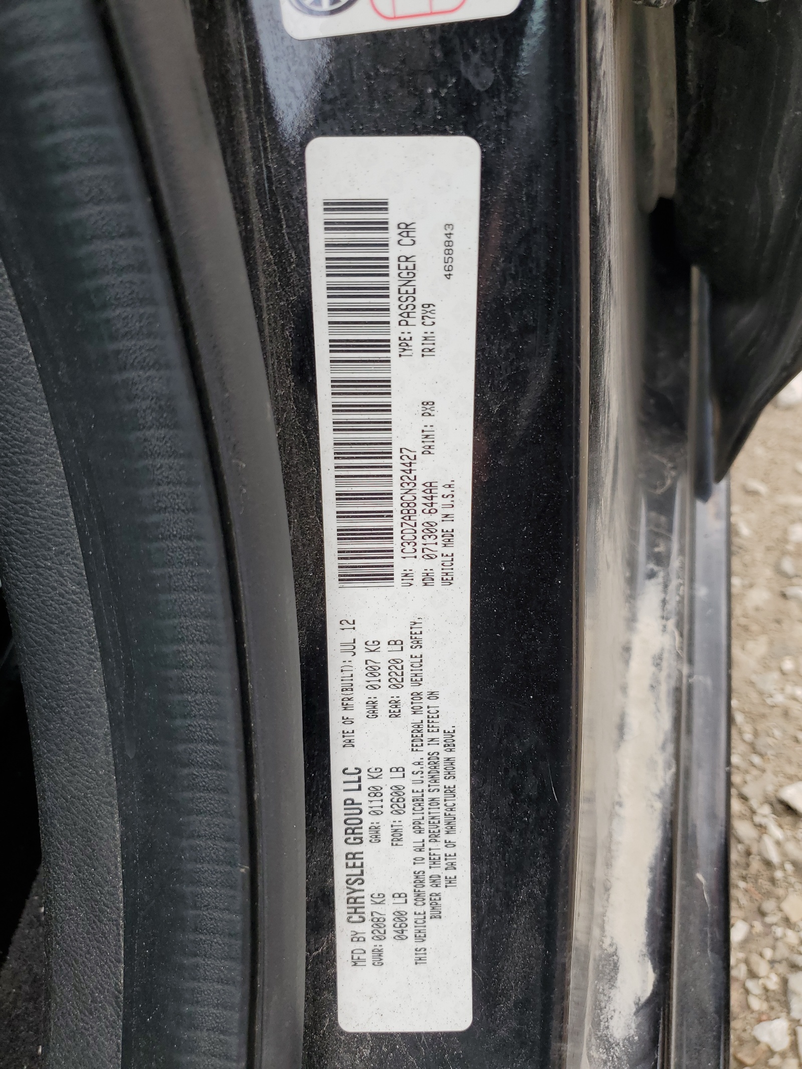 1C3CDZAB8CN324427 2012 Dodge Avenger Se