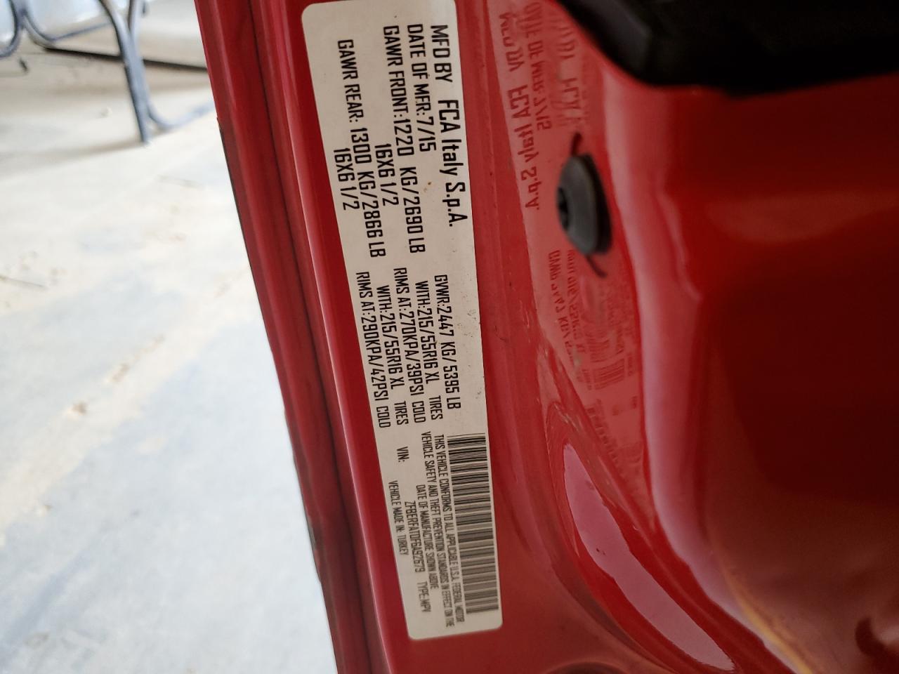 2015 Ram Promaster City VIN: ZFBERFAT0F6A92679 Lot: 62065774