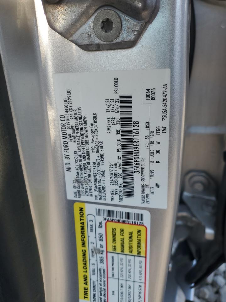 2014 Ford Fusion Se VIN: 3FA6P0HD9ER116128 Lot: 63028194