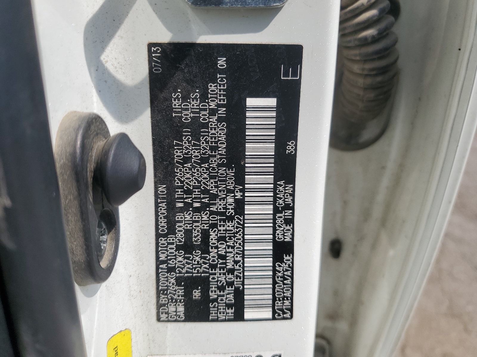 JTEZU5JR7D5063722 2013 Toyota 4Runner Sr5