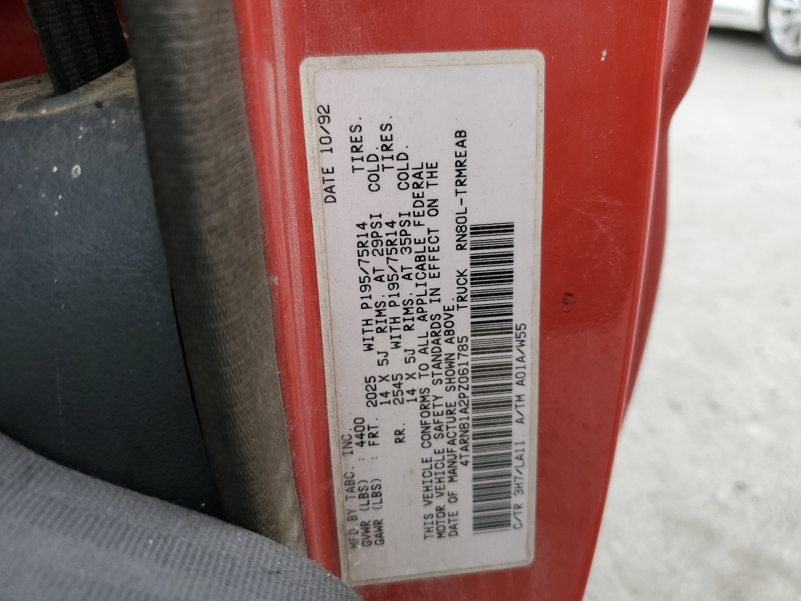 4TARN81A2PZ061785 1993 Toyota Pickup 1/2 Ton Short Wheelbase Stb