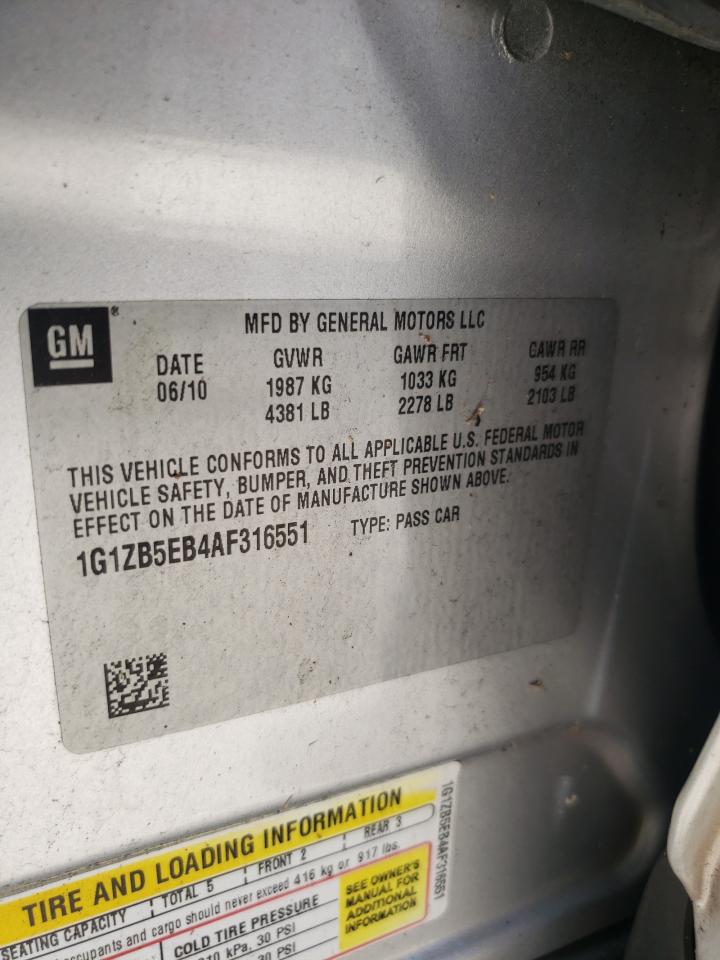 2010 Chevrolet Malibu Ls VIN: 1G1ZB5EB4AF316551 Lot: 64684074