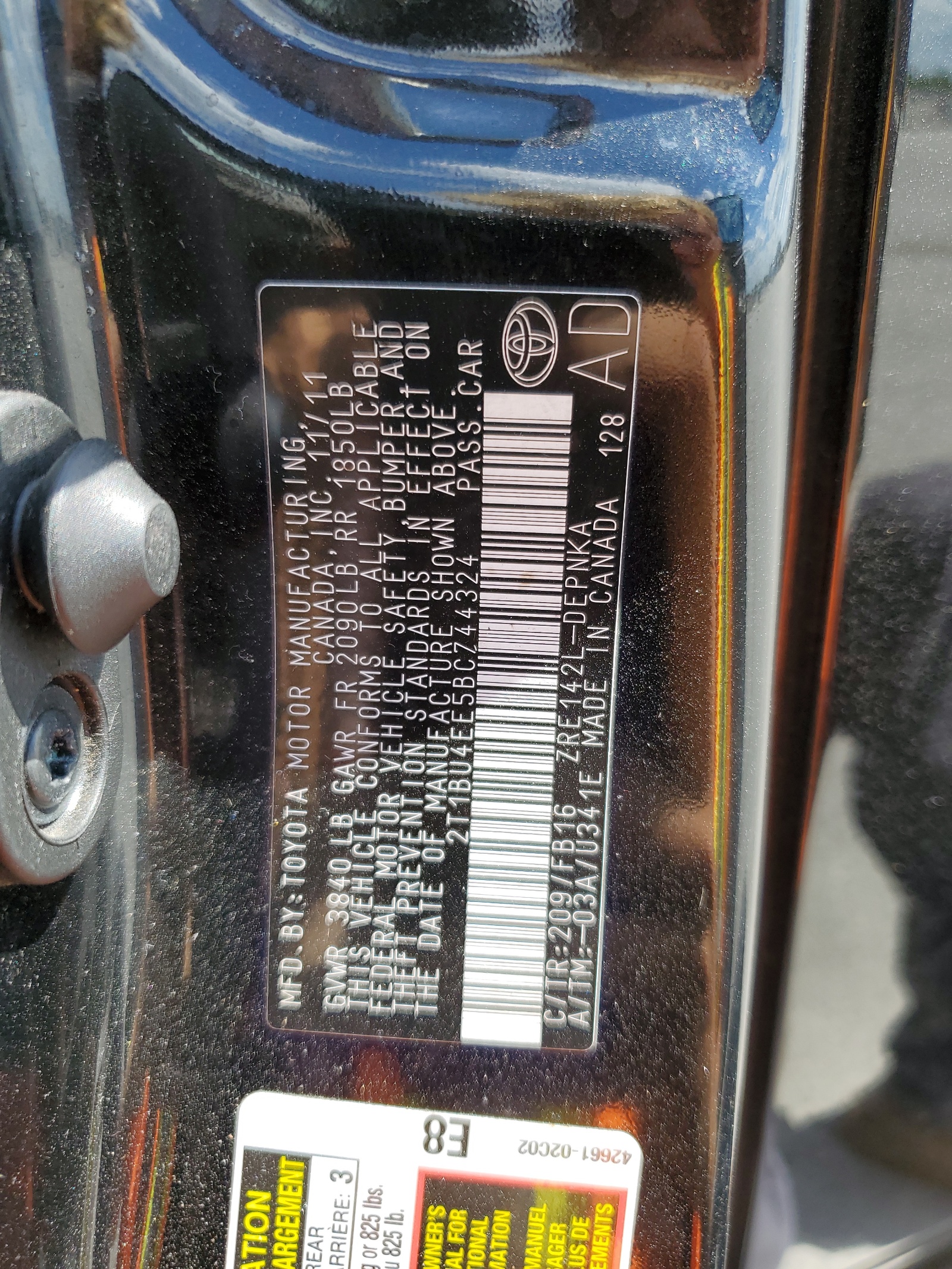 2T1BU4EE5BC744324 2011 Toyota Corolla Base