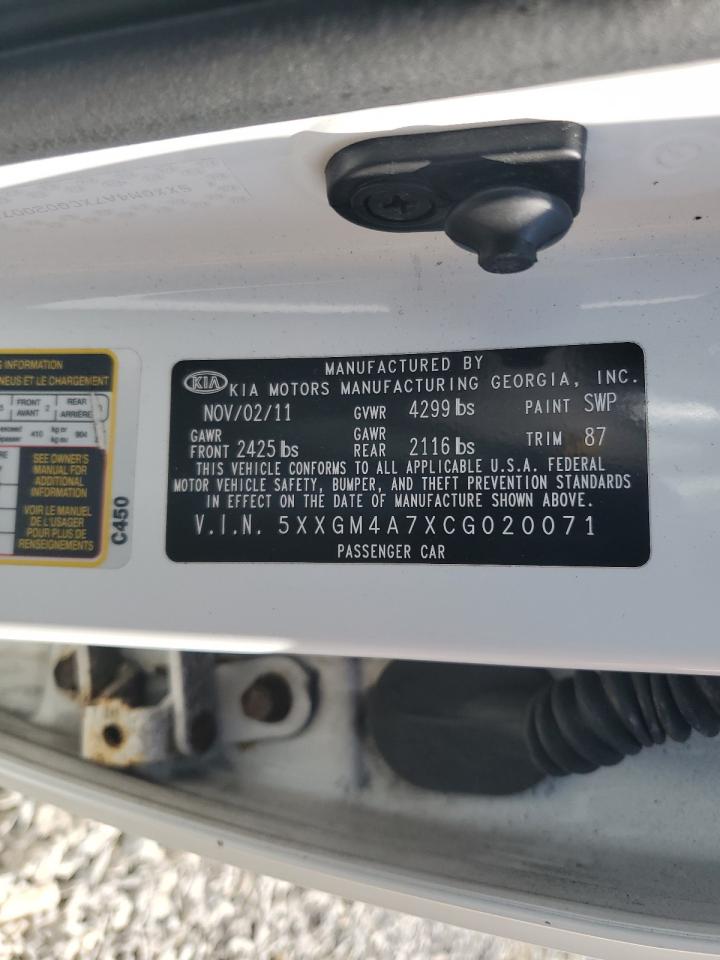 2012 Kia Optima Lx VIN: 5XXGM4A7XCG020071 Lot: 63265484