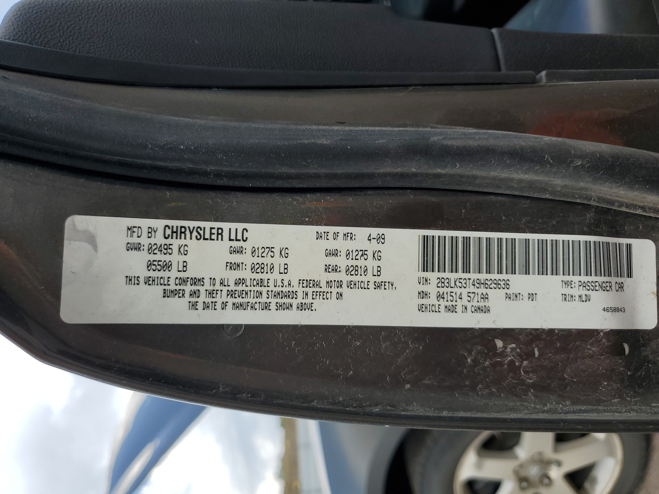 2B3LK53T49H629636 2009 Dodge Charger R/T