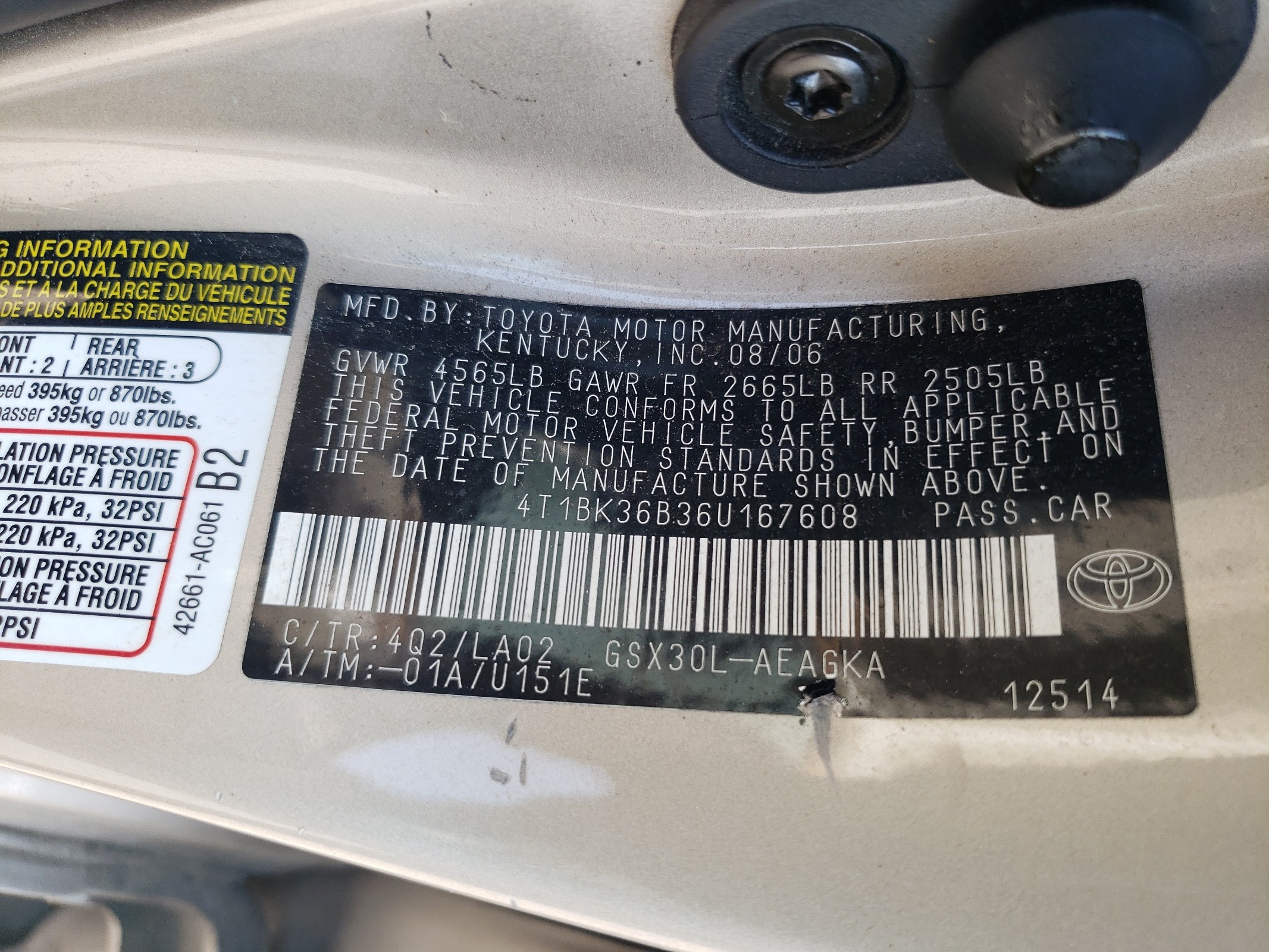 4T1BK36B36U167608 2006 Toyota Avalon Xl