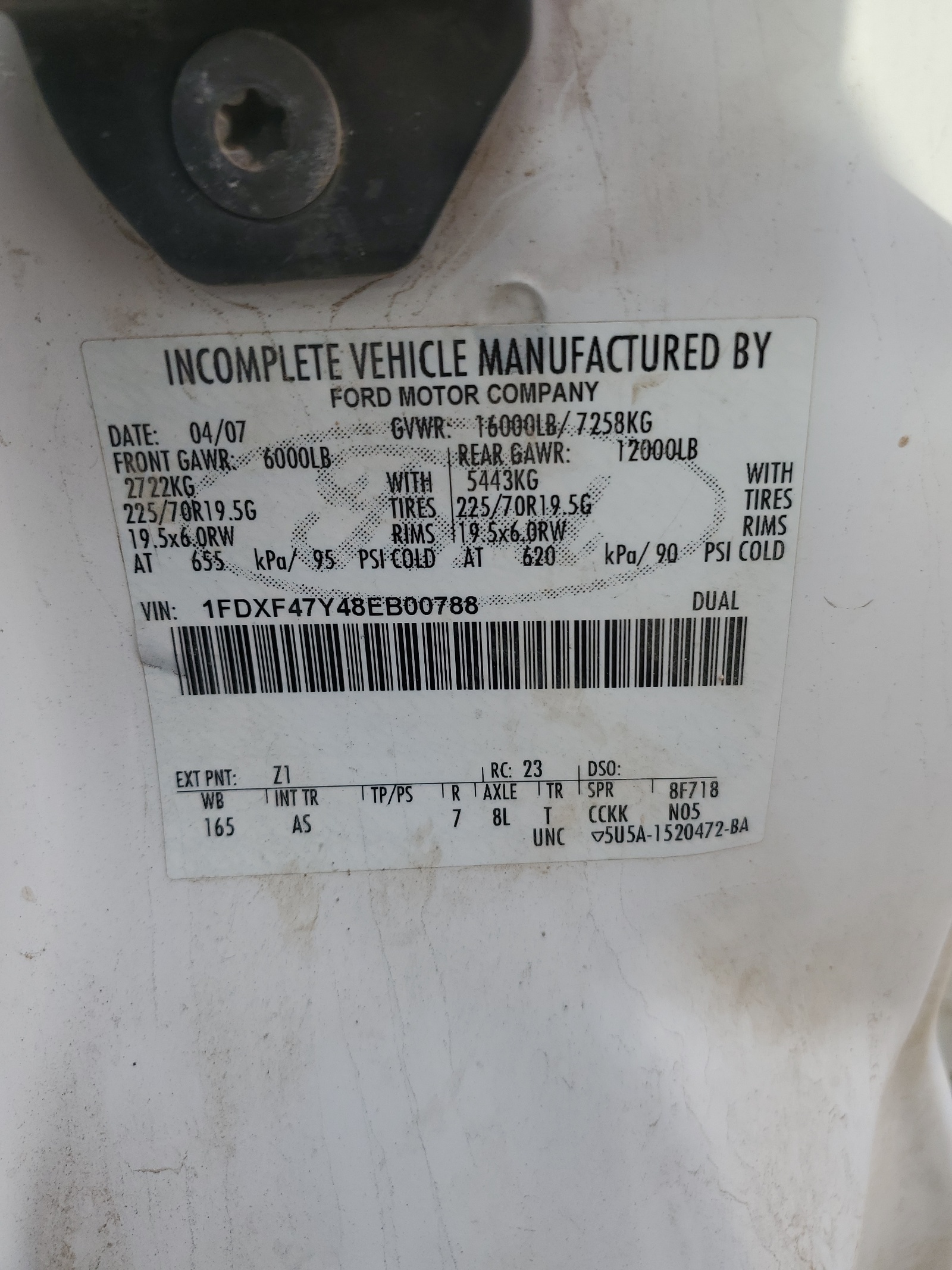 1FDXF47Y48EB00788 2008 Ford F450 Super Duty