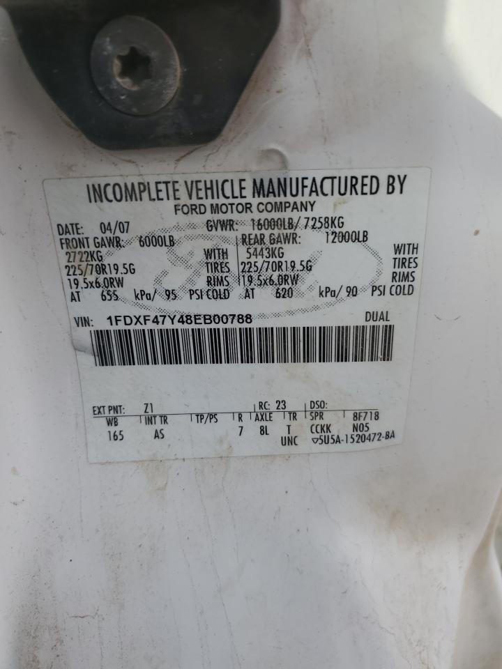 2008 Ford F450 Super Duty VIN: 1FDXF47Y48EB00788 Lot: 63225054