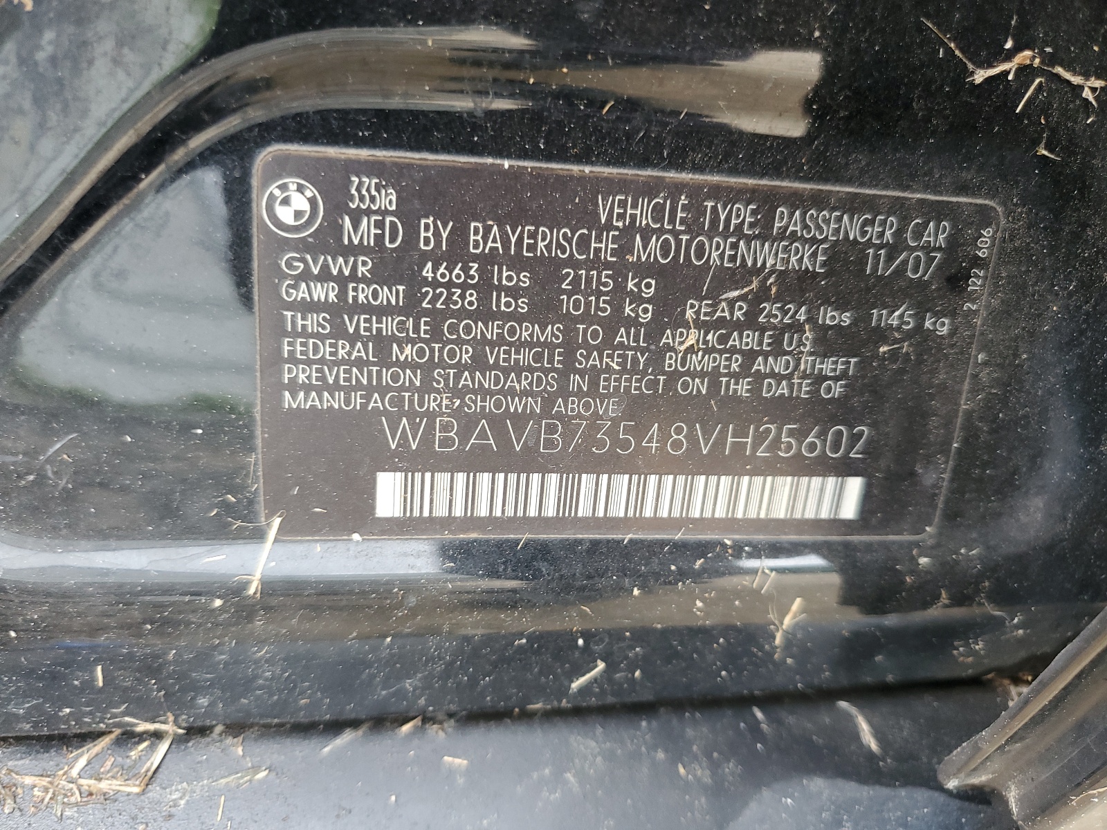 WBAVB73548VH25602 2008 BMW 335 I