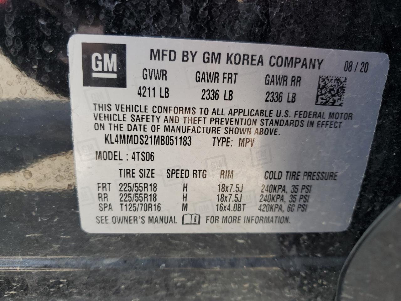 KL4MMDS21MB051183 2021 Buick Encore Gx Select