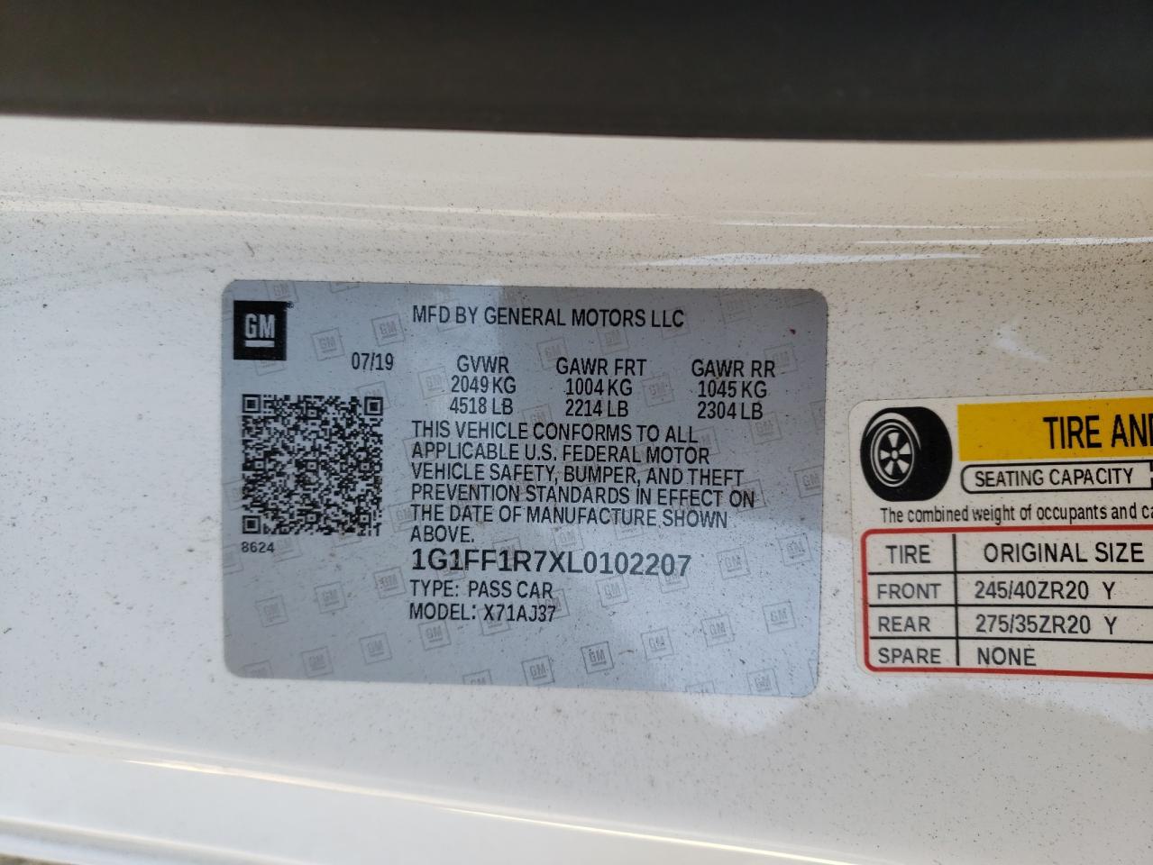 2020 Chevrolet Camaro Lz VIN: 1G1FF1R7XL0102207 Lot: 64046814