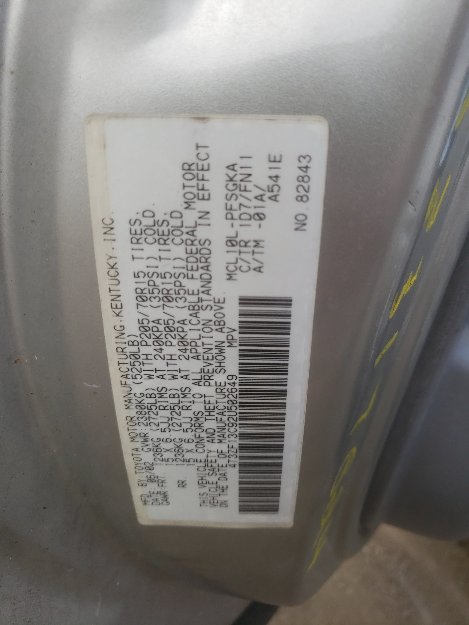 4T3ZF13C92U502649 2002 Toyota Sienna Le