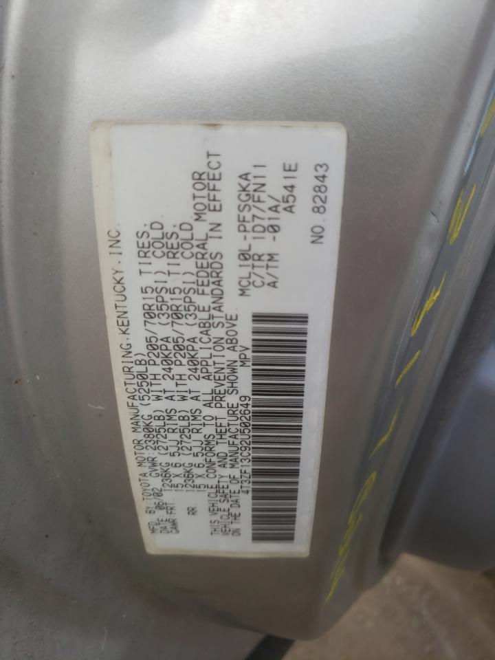 2002 Toyota Sienna Le VIN: 4T3ZF13C92U502649 Lot: 63317624