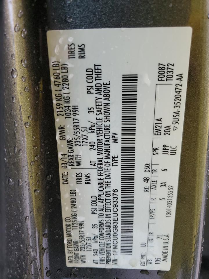 2014 Ford Escape Se VIN: 1FMCU0G93EUC93376 Lot: 64079754