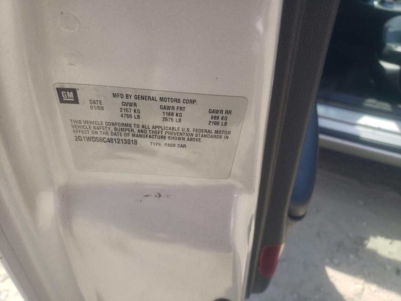 2008 Chevrolet Impala Super Sport VIN: 2G1WD58C481213018 Lot: 62591334