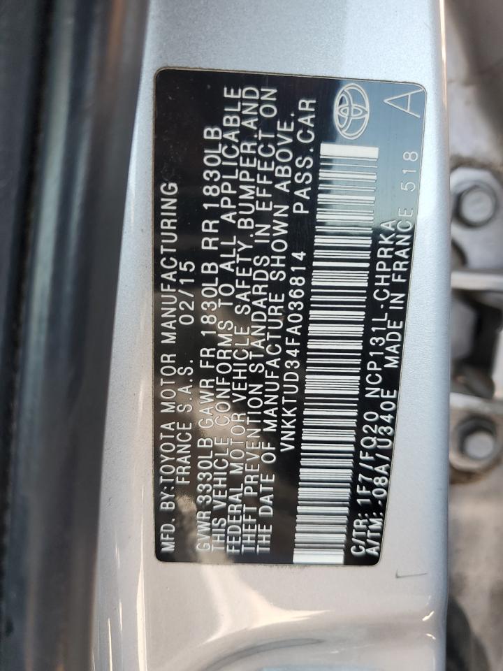 VNKKTUD34FA036814 2015 Toyota Yaris