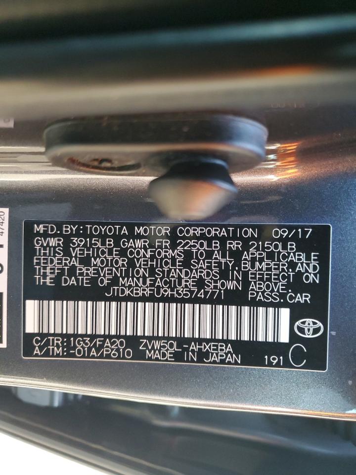 JTDKBRFU9H3574771 2017 Toyota Prius