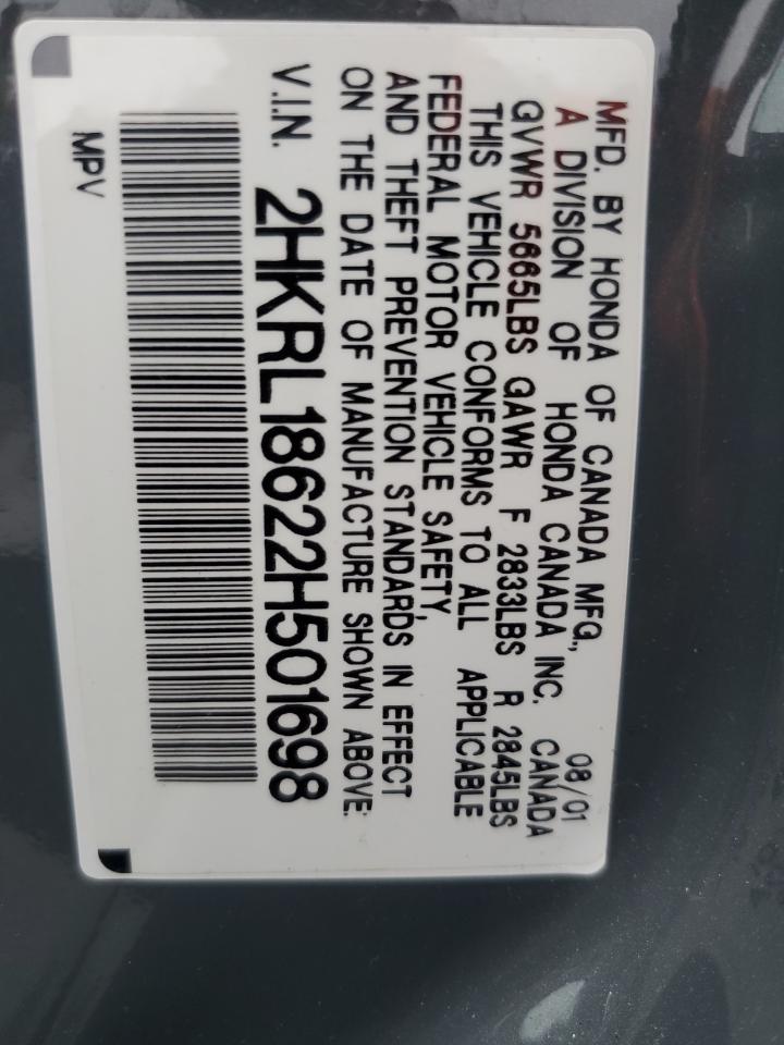 2002 Honda Odyssey Ex VIN: 2HKRL18622H501698 Lot: 63063974